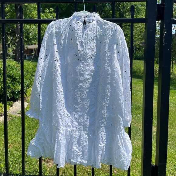 J Crew Ruffleneck Mini Eyelet Dress NWT - Picture 7 of 8